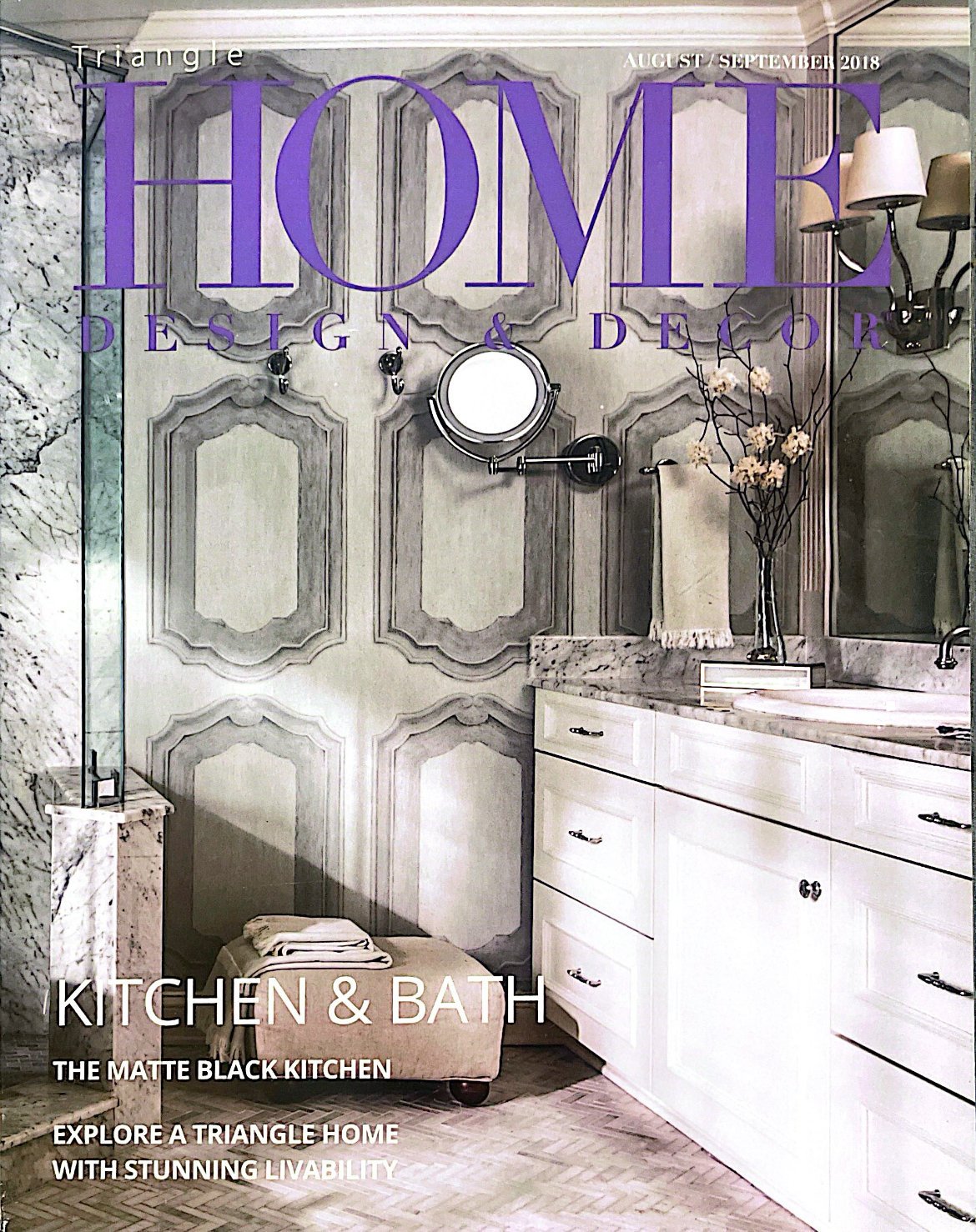 Cover of Home Design & Decor Magazine, August and September 2018 Kitchen & Bath issue